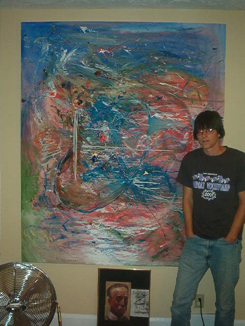 Abstract painting on canvas and the size: about 6ft. by 5ft.